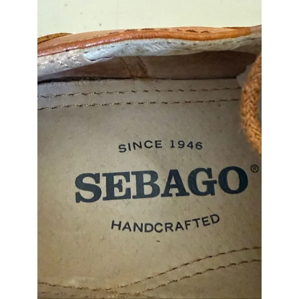 Sebago Men's Brattle Wing Tip Oxford Leather Shoe British Tan Vibram Sole SZ 7D